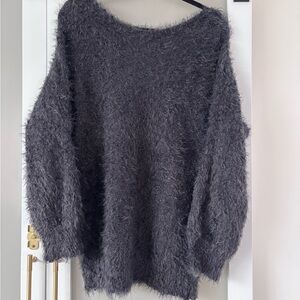 Grace & Lace Charcoal Fuzzy Sweater